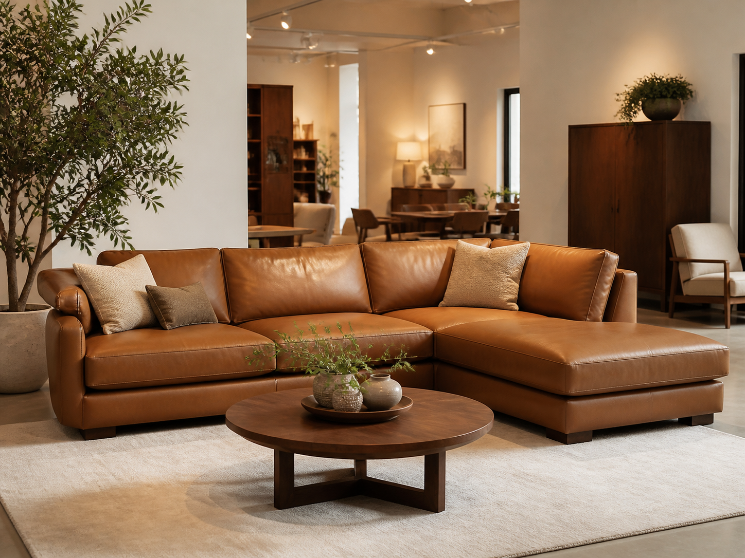 Premium leather sofa showroom